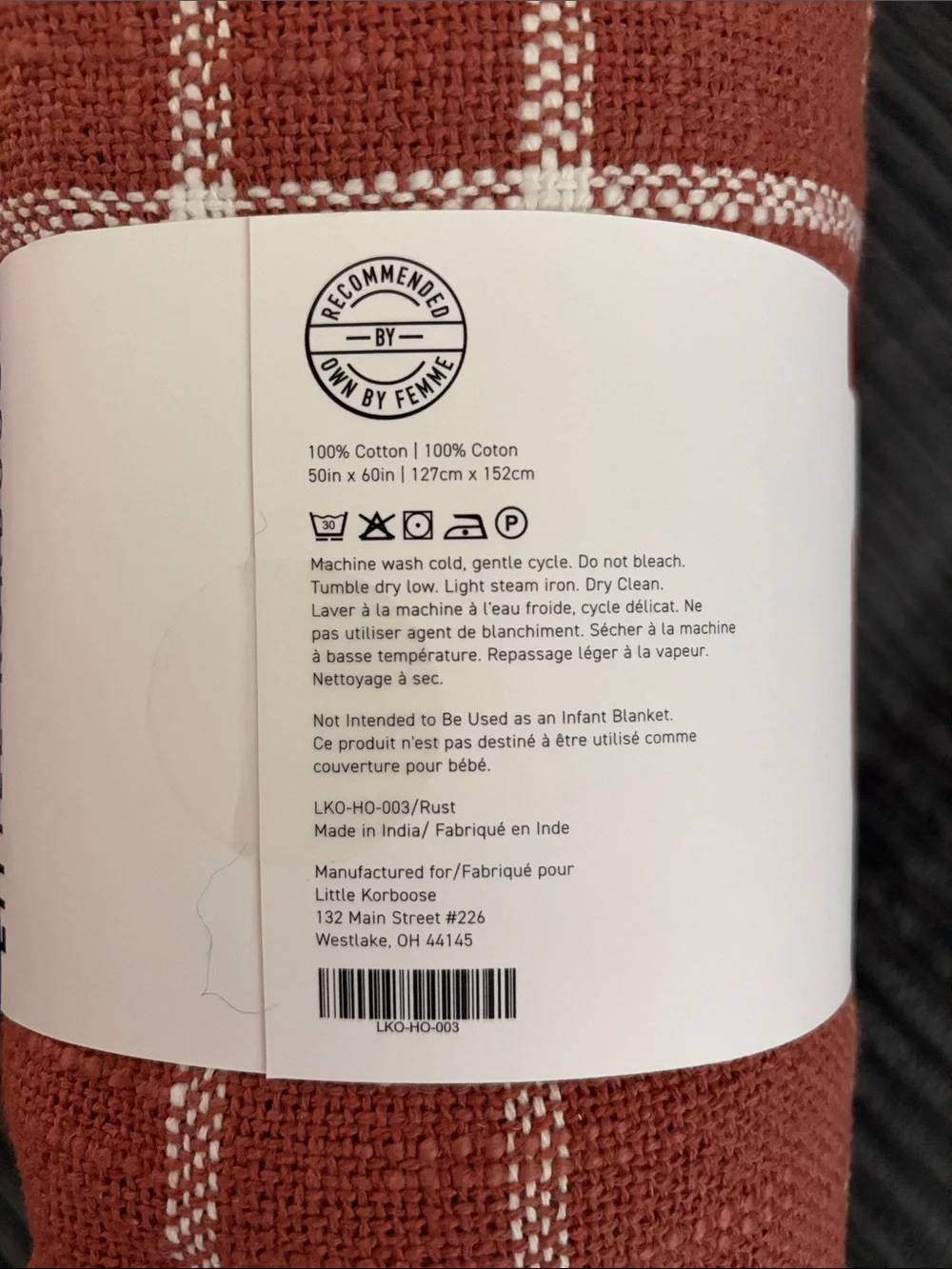 Rust Plaid Woven Throw Blanket by April Nemeth